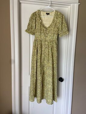 Nobody’s Child Yellow Ditzy Flossie midi dress size 2